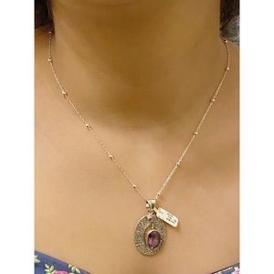 Amethyst Pendant Sterling silver engraved